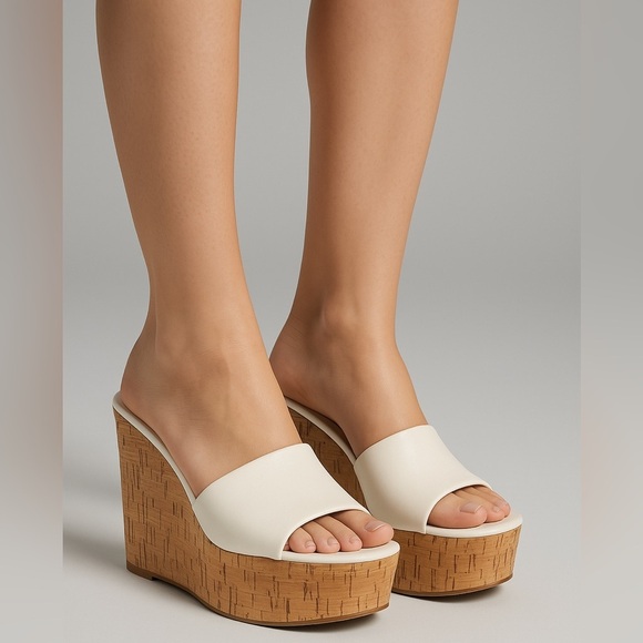 704- Guess Catia Platforms Sandals Size 9.5 M White Color NWT - Picture 1 of 14